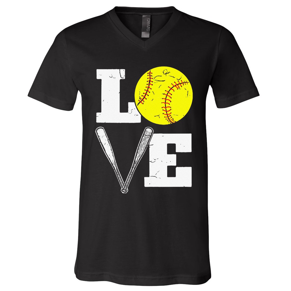 Love Funny Softball Player V-Neck T-Shirt