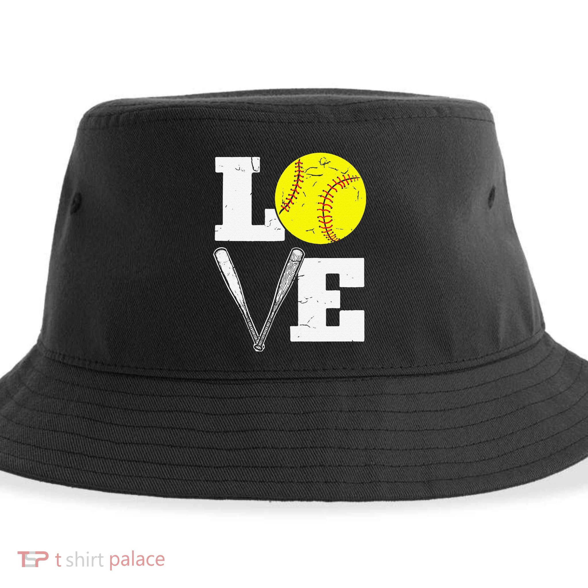 Love Funny Softball Player Sustainable Bucket Hat