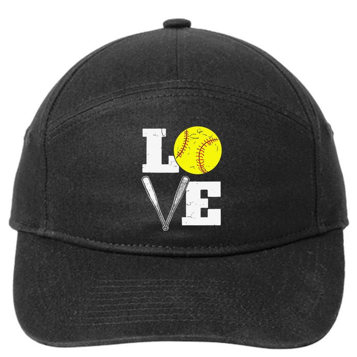 Love Funny Softball Player 7-Panel Snapback Hat