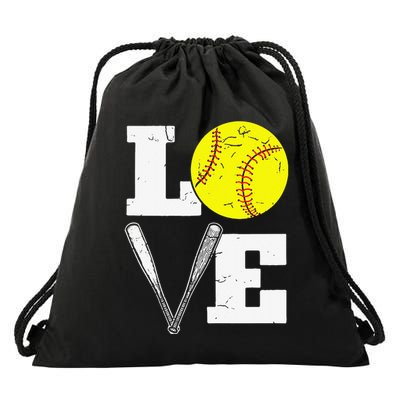 Love Funny Softball Player Drawstring Bag