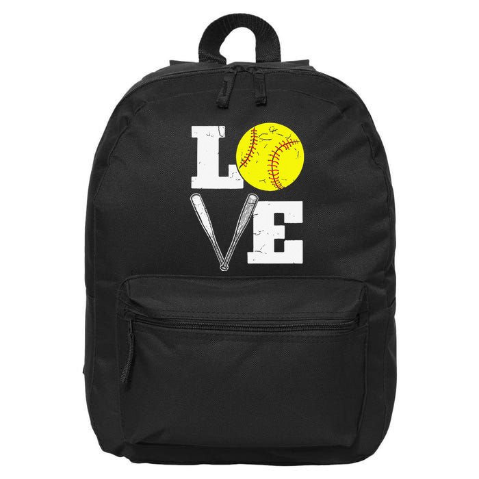 Love Funny Softball Player 16 in Basic Backpack