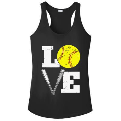 Love Funny Softball Player Ladies PosiCharge Competitor Racerback Tank