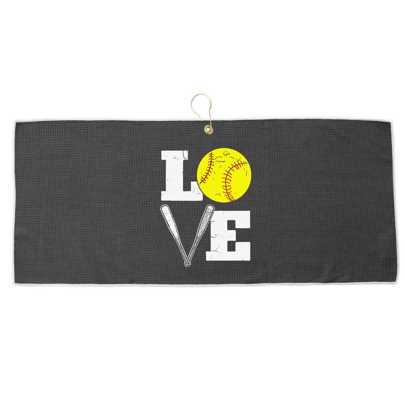 Love Funny Softball Player Large Microfiber Waffle Golf Towel