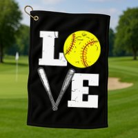 Love Funny Softball Player Golf Towel