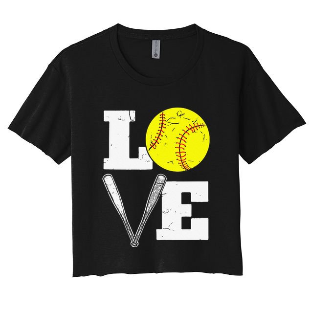 Love Funny Softball Player Crop Top