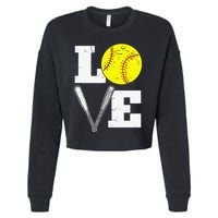 Love Funny Softball Player Cropped Pullover Crew