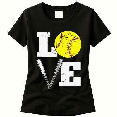 Love Funny Softball Player Womens T-Shirt