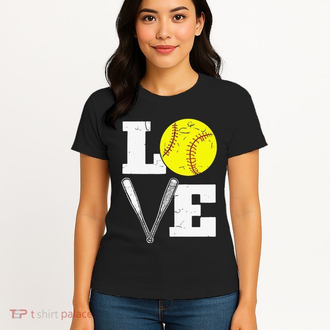 Love Funny Softball Player Womens T-Shirt