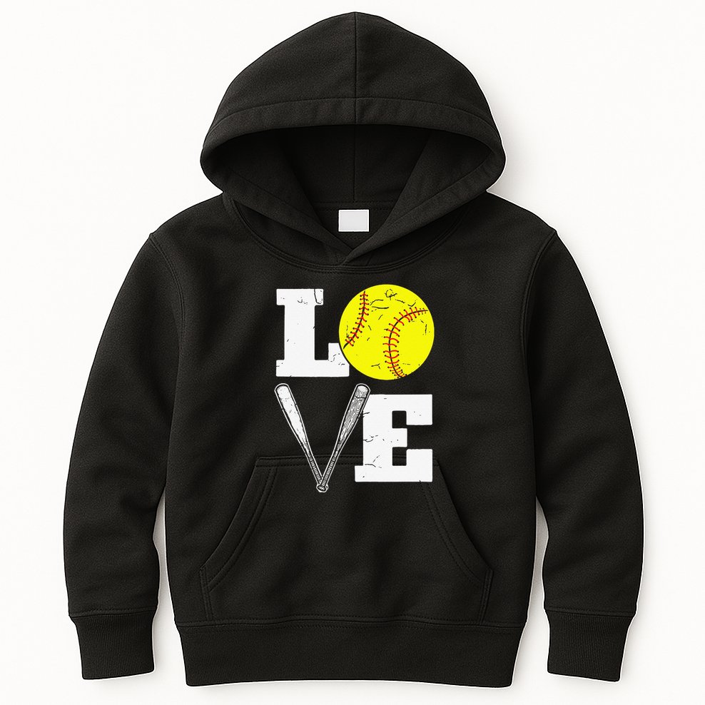 Love Funny Softball Player Kids Hoodie