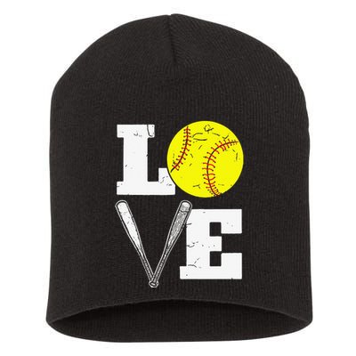 Love Funny Softball Player Short Acrylic Beanie