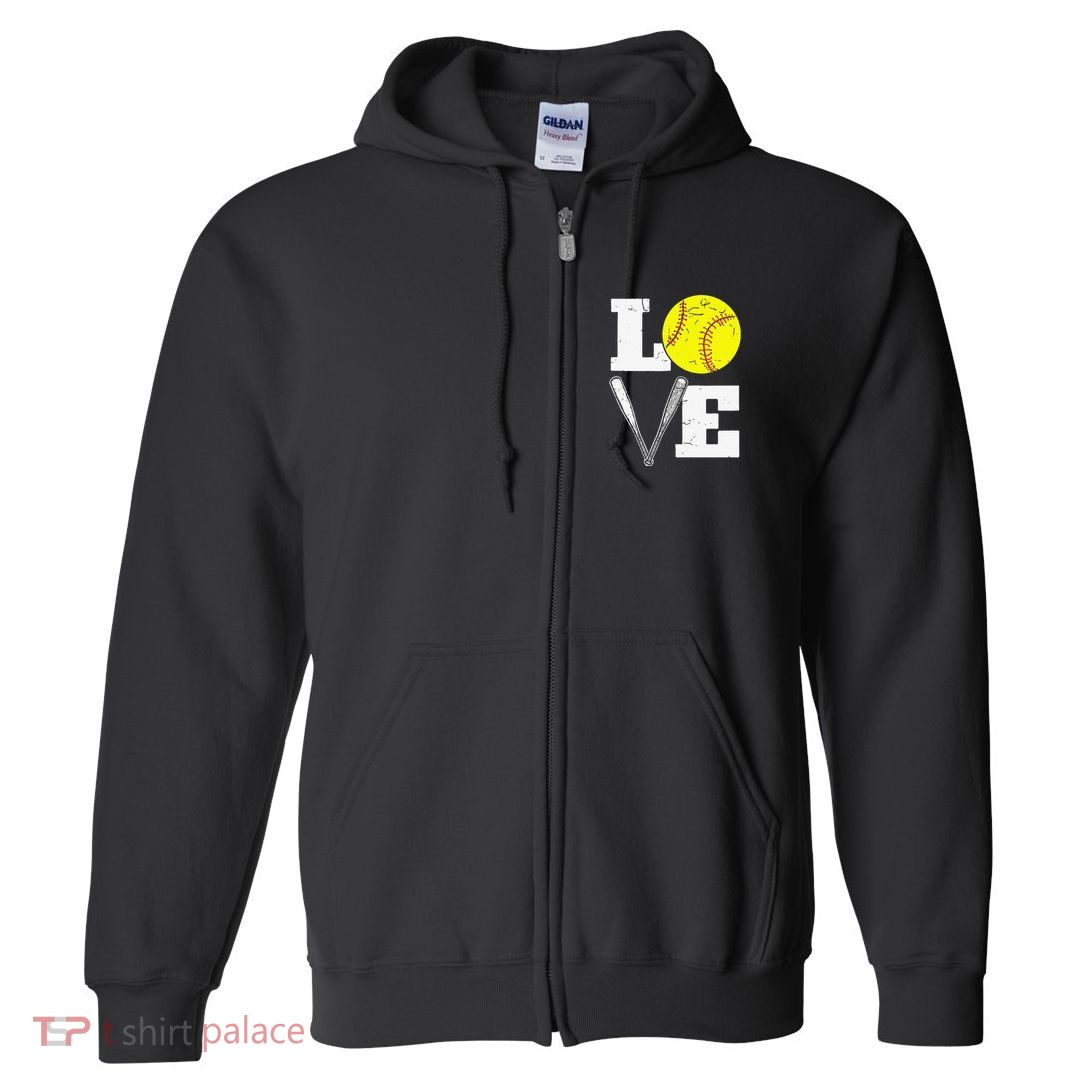 Love Funny Softball Player Full Zip Hoodie