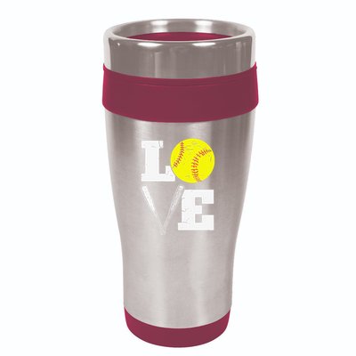 Love Funny Softball Player 16oz Travel Tumbler