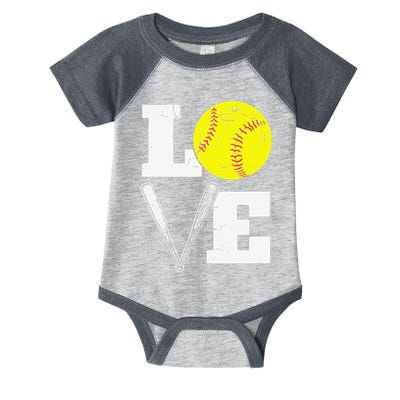 Love Funny Softball Player Infant Baby Jersey Bodysuit