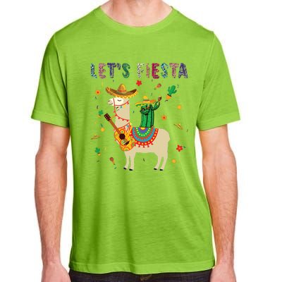 Lets Fiesta Sombrero Llamas Cactus Mexican Cinco De Mayo Adult ChromaSoft Performance T-Shirt