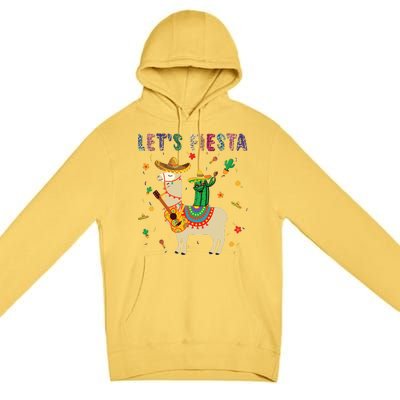 Lets Fiesta Sombrero Llamas Cactus Mexican Cinco De Mayo Premium Pullover Hoodie