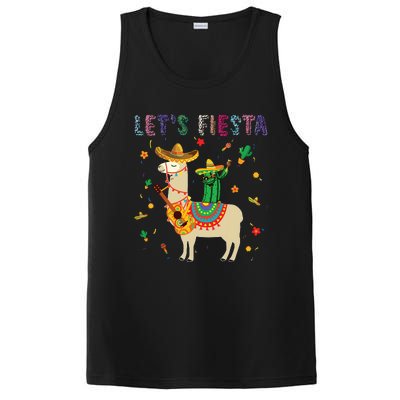 Lets Fiesta Sombrero Llamas Cactus Mexican Cinco De Mayo PosiCharge Competitor Tank