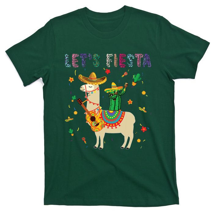 Lets Fiesta Sombrero Llamas Cactus Mexican Cinco De Mayo T-Shirt