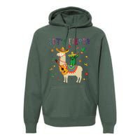 Lets Fiesta Sombrero Llamas Cactus Mexican Cinco De Mayo Premium Hoodie