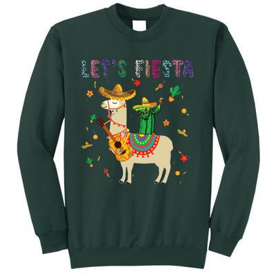 Lets Fiesta Sombrero Llamas Cactus Mexican Cinco De Mayo Tall Sweatshirt