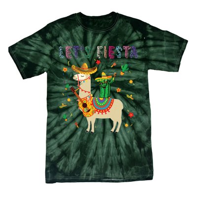 Lets Fiesta Sombrero Llamas Cactus Mexican Cinco De Mayo Tie-Dye T-Shirt