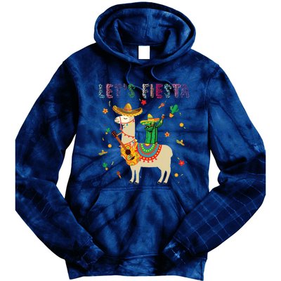 Lets Fiesta Sombrero Llamas Cactus Mexican Cinco De Mayo Tie Dye Hoodie