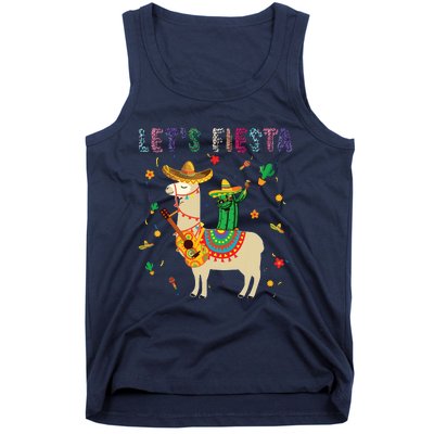 Lets Fiesta Sombrero Llamas Cactus Mexican Cinco De Mayo Tank Top