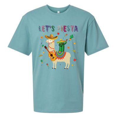 Lets Fiesta Sombrero Llamas Cactus Mexican Cinco De Mayo Sueded Cloud Jersey T-Shirt