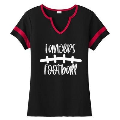 Lancers Football School Spirit Team Mascot Game Night Ladies Halftime Notch Neck Tee