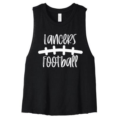 Lancers Football School Spirit Team Mascot Game Night Women's Racerback Cropped Tank