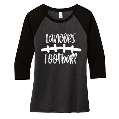 Lancers Football School Spirit Team Mascot Game Night Women's Tri-Blend 3/4-Sleeve Raglan Shirt