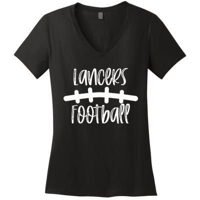 Lancers Football School Spirit Team Mascot Game Night Women's V-Neck T-Shirt