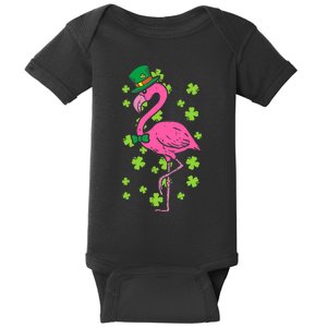 Leprechaun Flamingo Shamrock St Patricks Day Animal Gifts Baby Bodysuit