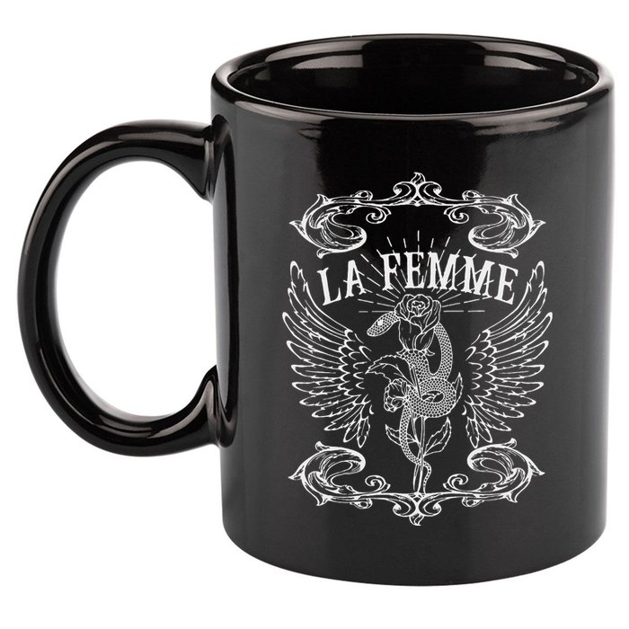 La Femme Snake And Rose Dark Art 11oz C Handle Ceramic Mug