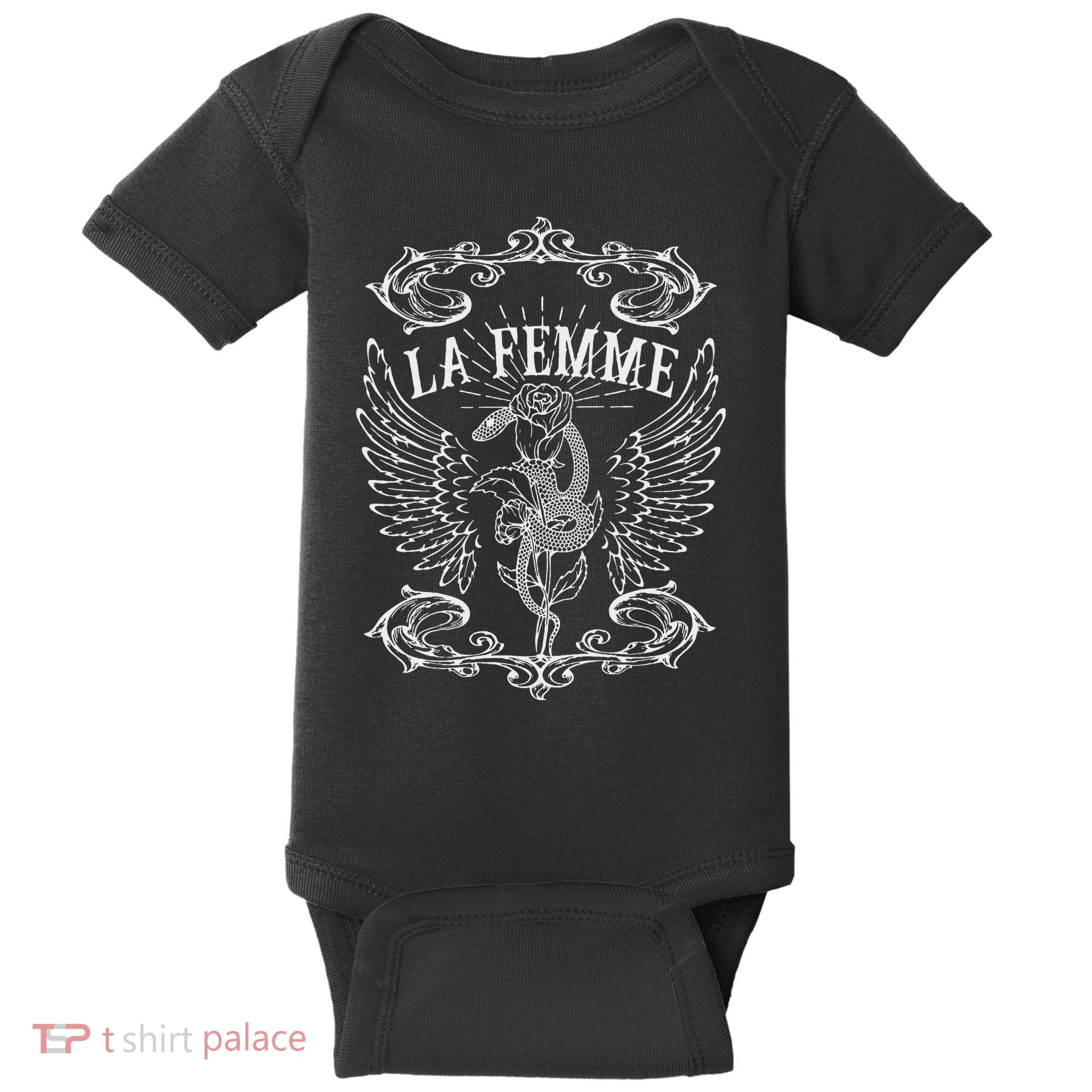 La Femme Snake And Rose Dark Art Baby Bodysuit