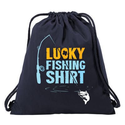 Lucky Fishing Shirts For A Fisherman Drawstring Bag