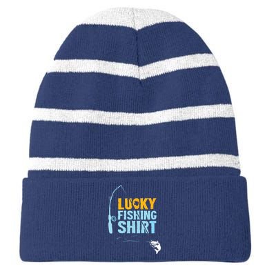 Lucky Fishing Shirts For A Fisherman Striped Beanie with Solid Band