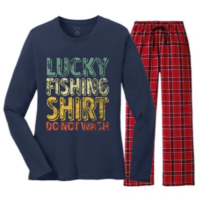 Lucky Fishing Shirts Do Not Wash Vintage Fishing Lover Women's Long Sleeve Flannel Pajama Set 