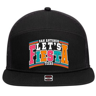 Lets Fiesta San Antonio Texas Mexican Party 7 Panel Mesh Trucker Snapback Hat