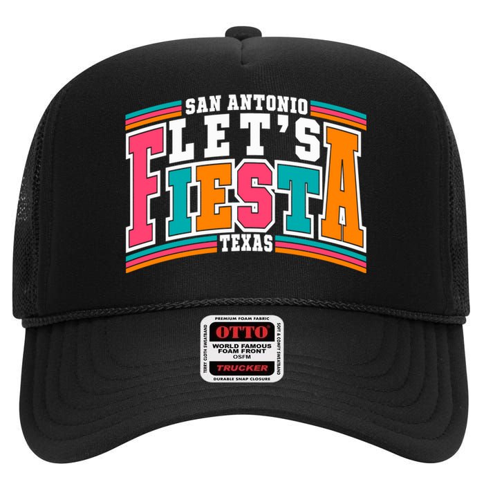 Lets Fiesta San Antonio Texas Mexican Party High Crown Mesh Back Trucker Hat