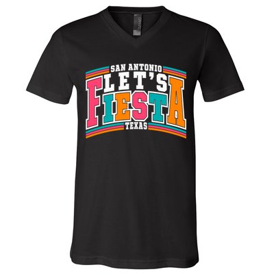 Lets Fiesta San Antonio Texas Mexican Party V-Neck T-Shirt