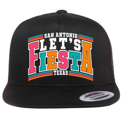 Lets Fiesta San Antonio Texas Mexican Party Flat Bill Trucker Hat