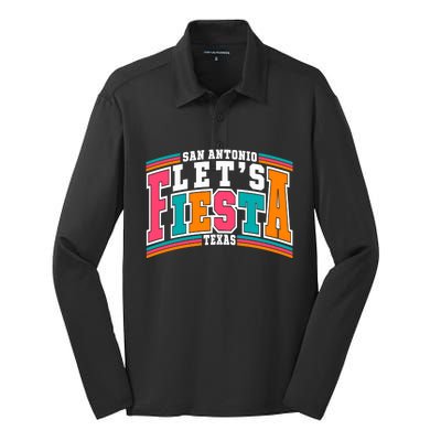 Lets Fiesta San Antonio Texas Mexican Party Silk Touch Performance Long Sleeve Polo