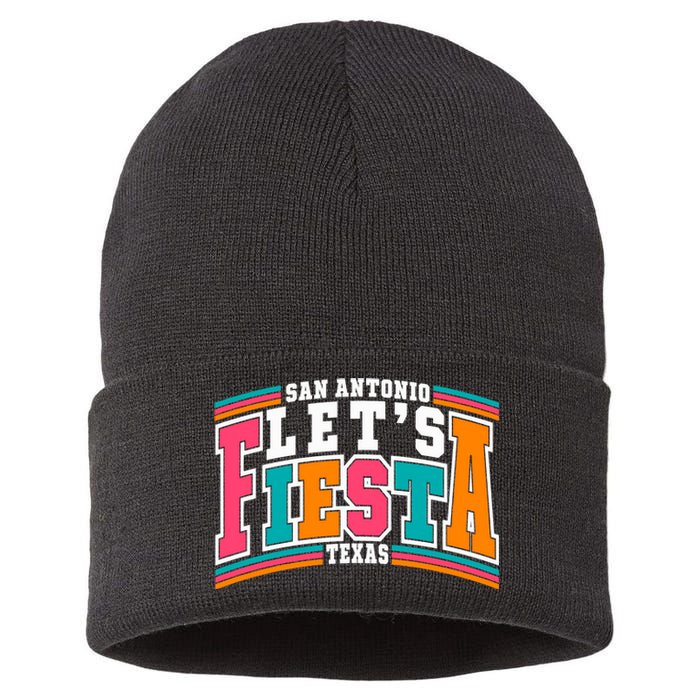 Lets Fiesta San Antonio Texas Mexican Party Sustainable Knit Beanie