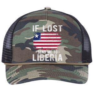 Liberia Flag Souvenir If Lost Send Me To Liberia Retro Rope Trucker Hat Cap