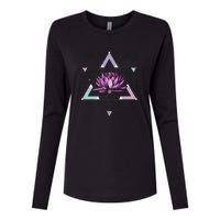 Lotus Flower Sacred Geometry Yoga Meditation Spiritual Zen Womens Cotton Relaxed Long Sleeve T-Shirt