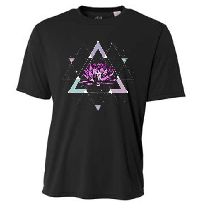 Lotus Flower Sacred Geometry Yoga Meditation Spiritual Zen Cooling Performance Crew T-Shirt