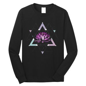 Lotus Flower Sacred Geometry Yoga Meditation Spiritual Zen Long Sleeve Shirt