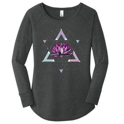 Lotus Flower Sacred Geometry Yoga Meditation Spiritual Zen Women's Perfect Tri Tunic Long Sleeve Shirt