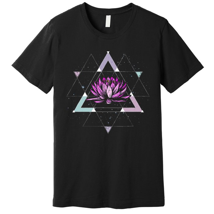 Lotus Flower Sacred Geometry Yoga Meditation Spiritual Zen Premium T-Shirt