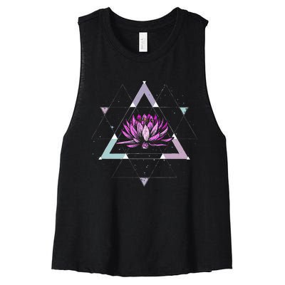 Lotus Flower Sacred Geometry Yoga Meditation Spiritual Zen Women's Racerback Cropped Tank